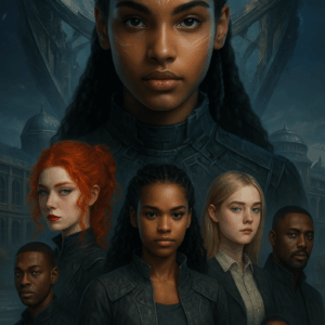 Temporary book cover for Stranger Than Fiction: Paradise Lost, featuring diverse characters in a sci-fi academy setting.